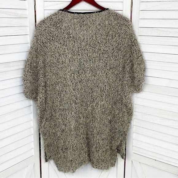 Nine West Sydney Sweater Fuzzy Eyelash Tunic Taupe Medium - Picture 8 of 12